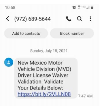 MVD Text Scam